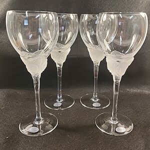 ROGASKA Crystal Wine Glasses Set of 4 Frosted Rose NEW w/ Original Sticker